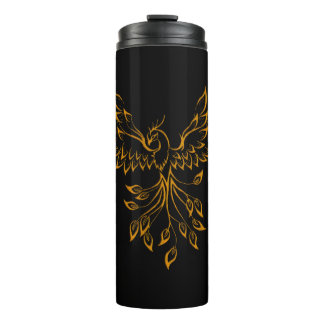Copper Phoenix Rises on Black  Thermal Tumbler
