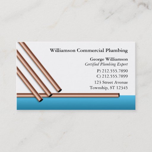 Customizable Copper Pipes Plumbing Business Cards