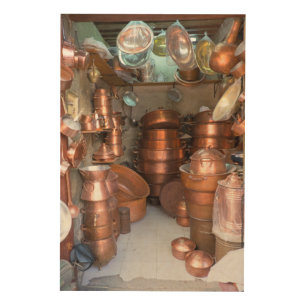 Copper Pots At Market Wood Wall Decor