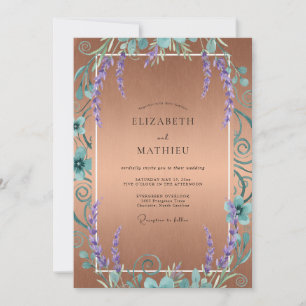 Copper Purple Wisteria Wedding Invitation