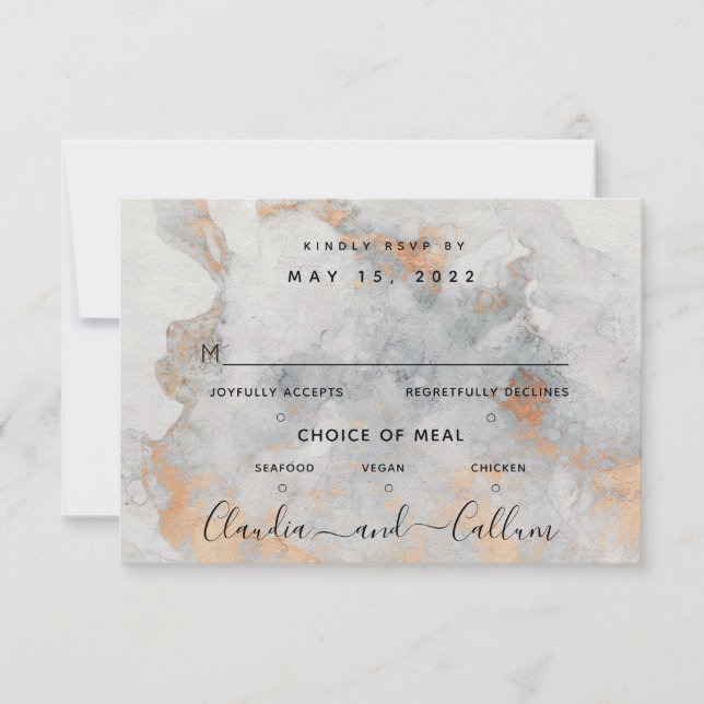 Copper Quarry Wedding 3 Meal Choice RSVP Card (Front)