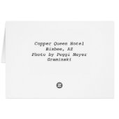 Copper Queen Hotel Bisbee AZ Photo Card (Back Horizontal)