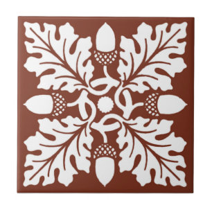 Copper Red Acorn and Leaf Tile Design