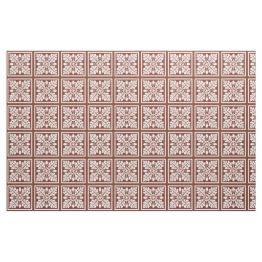 Copper Red Acorn and Leaf Tile Design Fabric