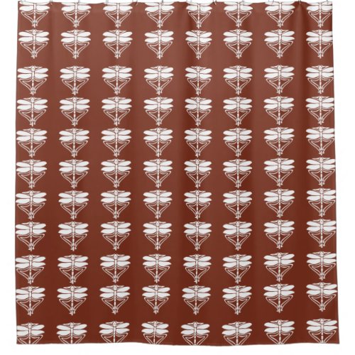 Copper Red Arts and Crafts Dragonflies Shower Curtain