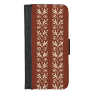 Copper Red Arts and Crafts Floral Stripe iPhone 8/7 Wallet Case