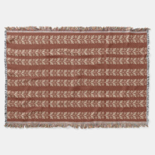 Copper Red Arts and Crafts Floral Stripe Throw Blanket