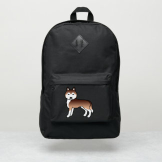 Copper Red Siberian Husky Cute Cartoon Dog Port Authority® Backpack