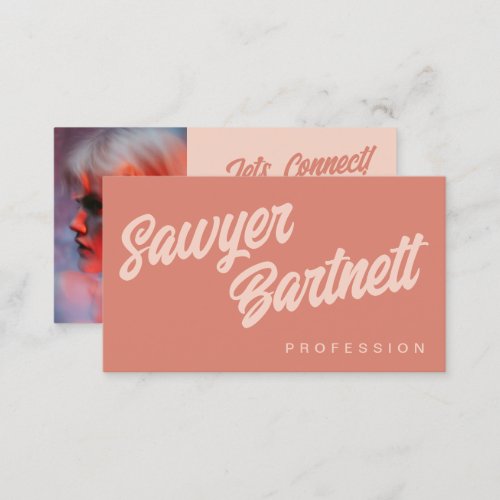 Copper Retro Marker Script QR Code Social Media Business Card