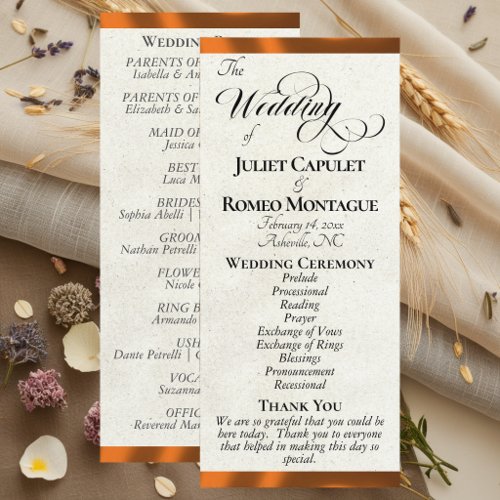 Copper Ribbon Wedding Program
