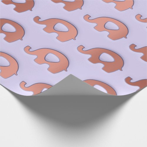 Copper Rose  3D Elephants Baby Purple Lavender Wrapping Paper