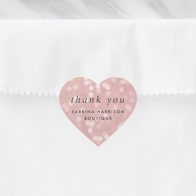 Copper Rose Bokeh Personalized Business Thank You Heart Sticker (Creator Uploaded)