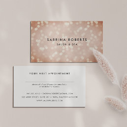 Copper Rose Gold Bokeh Appointment Card