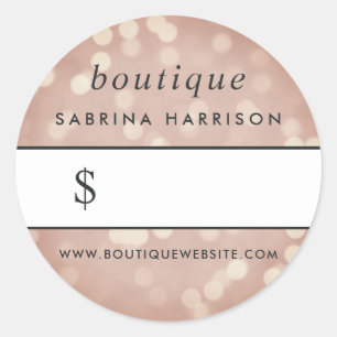 Copper Rose Gold Bokeh   Boutique Price Sticker