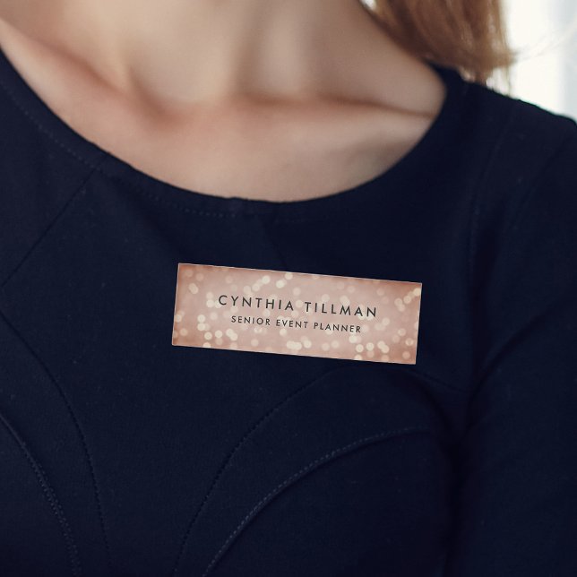 Copper Rose Gold Bokeh Name Tag (Creator Uploaded)