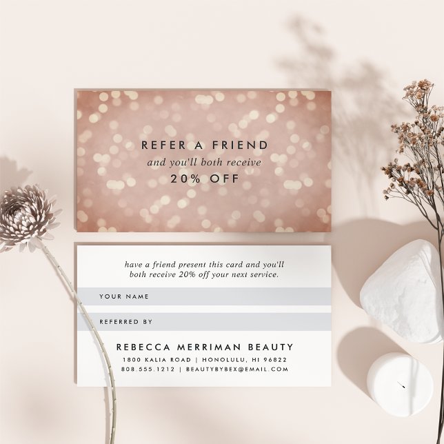Copper Rose Gold Bokeh Referral Card (Creator Uploaded)