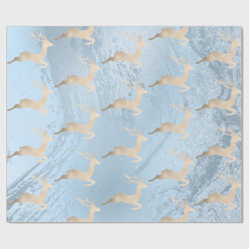 Copper Rose Gold Christmas reindeer pattern marble Wrapping Paper Zazzle