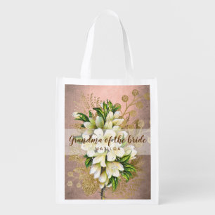 Copper rose gold floral grandma of the bride grocery bag