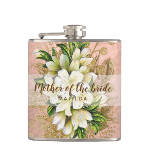 Copper rose gold floral mother of the bride flask