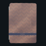 Copper Rose Gold Foil Chevron Navy Blue Monogram iPad Mini Cover<br><div class="desc">Chic Copper Rose Gold Foil Chevron Navy Blue Monogram cover with elegant dark blue background and space for your name or other custom text. Easy to customize with text, fonts, and colors. Created by Zazzle pro designer BK Thompson © exclusively for Cedar and String; please contact us if you need...</div>