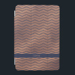 Copper Rose Gold Foil Chevron Navy Blue Monogram iPad Mini Cover<br><div class="desc">Chic Copper Rose Gold Foil Chevron Navy Blue Monogram cover with elegant dark blue background and space for your name or other custom text. Easy to customize with text, fonts, and colors. Created by Zazzle pro designer BK Thompson © exclusively for Cedar and String; please contact us if you need...</div>