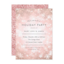 Copper Rose Gold Glitter Holiday Party  Invitation