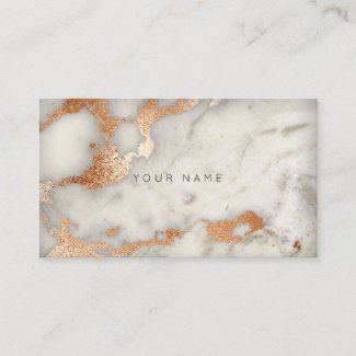 Copper Rose Gold Gray Marble Glam Vip Business Card