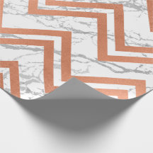 Copper Rose Gold Marble Zig Zag Chevron Gray White