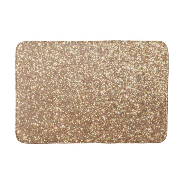 Copper Rose Gold Metallic Glitter Bathroom Mat (Front)