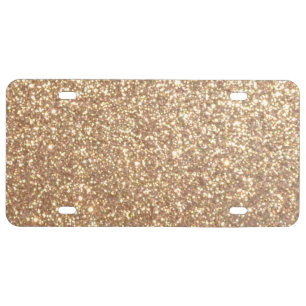 Copper Rose Gold Metallic Glitter License Plate