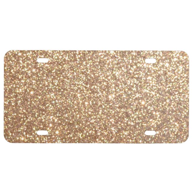 Copper Rose Gold Metallic Glitter License Plate (Front)