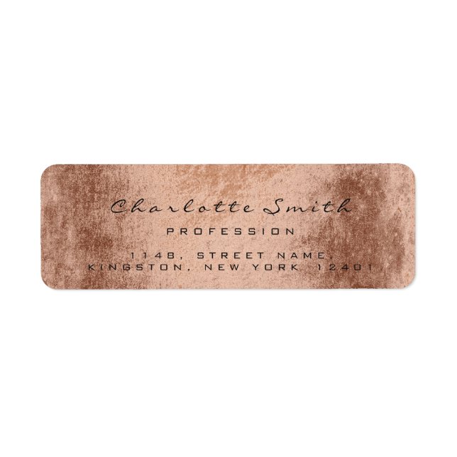 Copper Rose Gold  Name RSVP Profession Event Silk Label (Front)