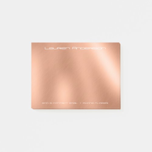 Copper Rose Gold Office Business Personalized Post_it Notes