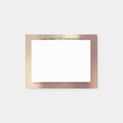 Copper Rose Gold Office Custom Personalized Post_it Notes
