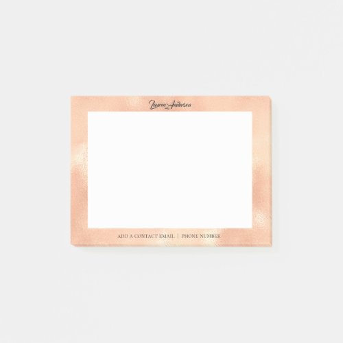 Copper Rose Gold Office Name Telephone Web FB Post_it Notes