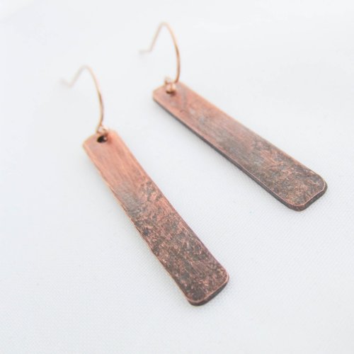 Copper  Rose Gold Rustic Ombre Earrings