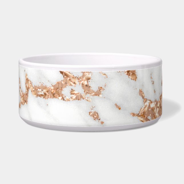 Copper Rose Gold White Gray Metallic Marble Stone Bowl (Right)