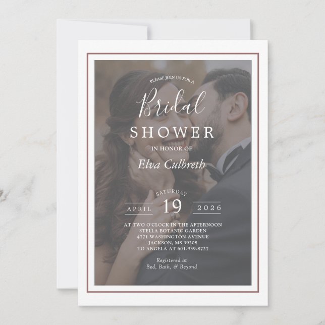 Copper Rose Modern Elegant Photo Bridal Shower Invitation (Front)