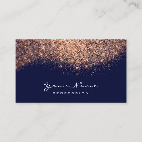 Copper Rose Navy Glitter Makeup Artist Lashes Business Card