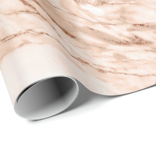 Copper Rose White Coral Blush Carrara Marble Stone Wrapping Paper