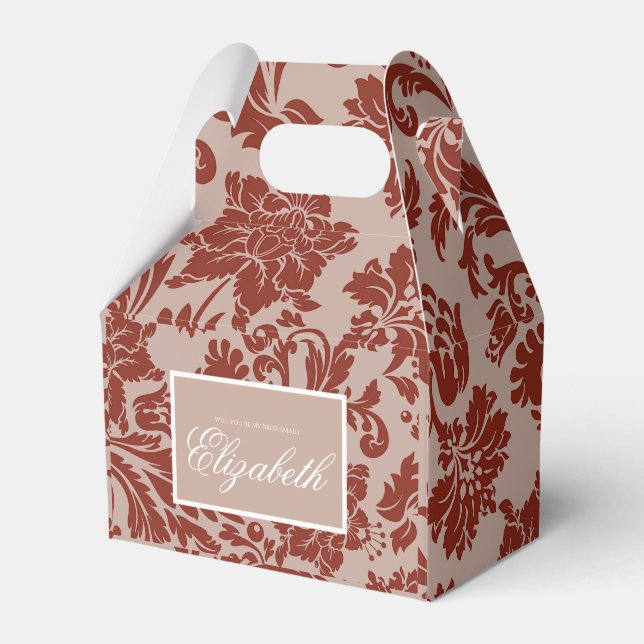 Copper rust damask custom favor box (Front Side)