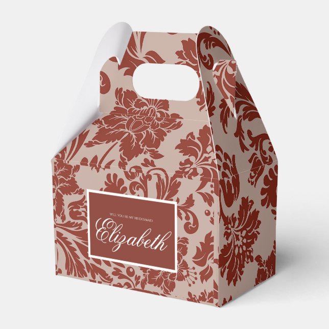 Copper rust damask custom favor box (Front Side)
