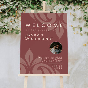 Copper Rust Damask Elegant Photo Wedding Welcome Foam Board