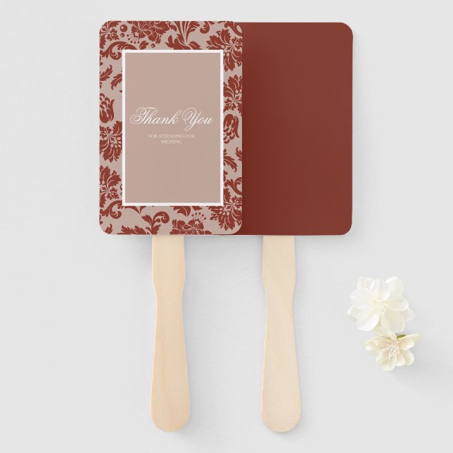 Copper rust damask hand fan (Front and Back)
