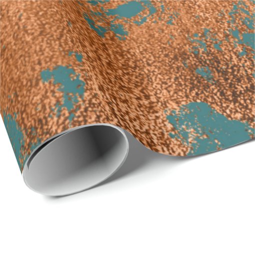 Copper Rust Teal Patina Metallic Abstract Elegant Wrapping Paper | Zazzle
