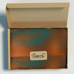 Copper Rust Teal Patina Metallic Glass Abstract Wrapping Paper