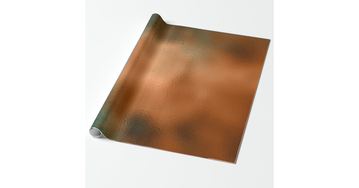 Rust Wrapping Paper Copper Rust Teal Patina Metallic Grungy Abstract Wrapping Paper | Zazzle