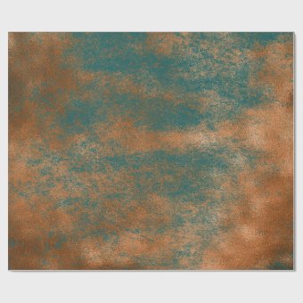 Copper Rust Teal Patina Metallic Urban Abstract Wrapping Paper | Zazzle