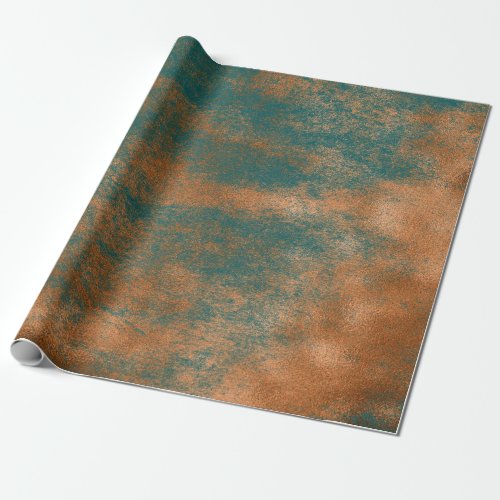 Copper Rust Teal Patina Metallic Urban Abstract Wrapping Paper