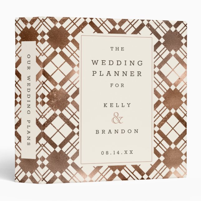 Copper Rustic Plaid Wedding Planner Binder (Front/Spine)